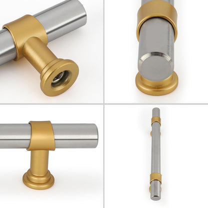 Comforsyco Black Gold T-Bar Cabinet Handles Kitchen Cabinet Hardware