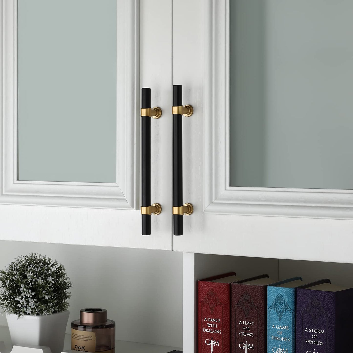 Comforsyco Black Gold T-Bar Cabinet Handles Kitchen Cabinet Hardware