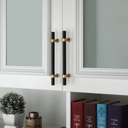 Comforsyco Black Gold T-Bar Cabinet Handles Kitchen Cabinet Hardware