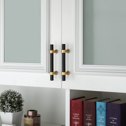Comforsyco Black Gold T-Bar Cabinet Handles Kitchen Cabinet Hardware