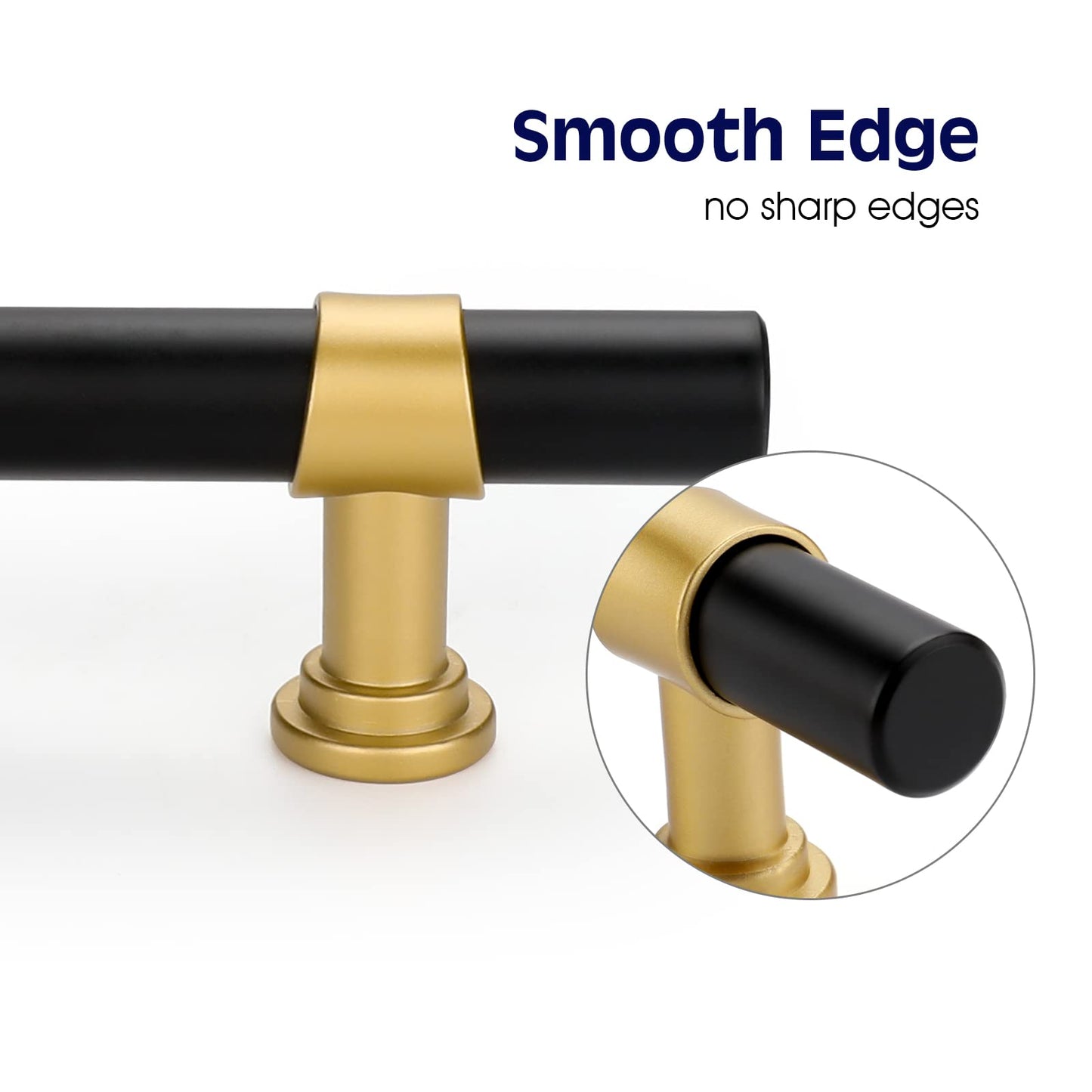 Comforsyco Black Gold T-Bar Cabinet Handles Kitchen Cabinet Hardware