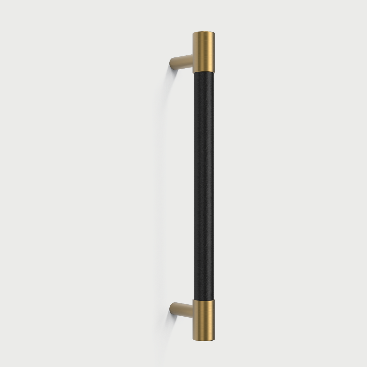 Comforsyco Black Leather Cabinet Pulls and Knobs with Brass-Toned Ends