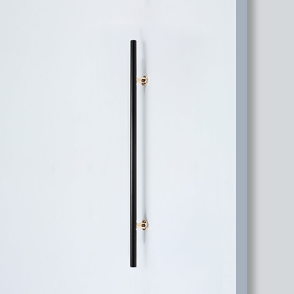 Comforsyco Black Round Bar Cabinet Pulls with Gold-Tone Posts