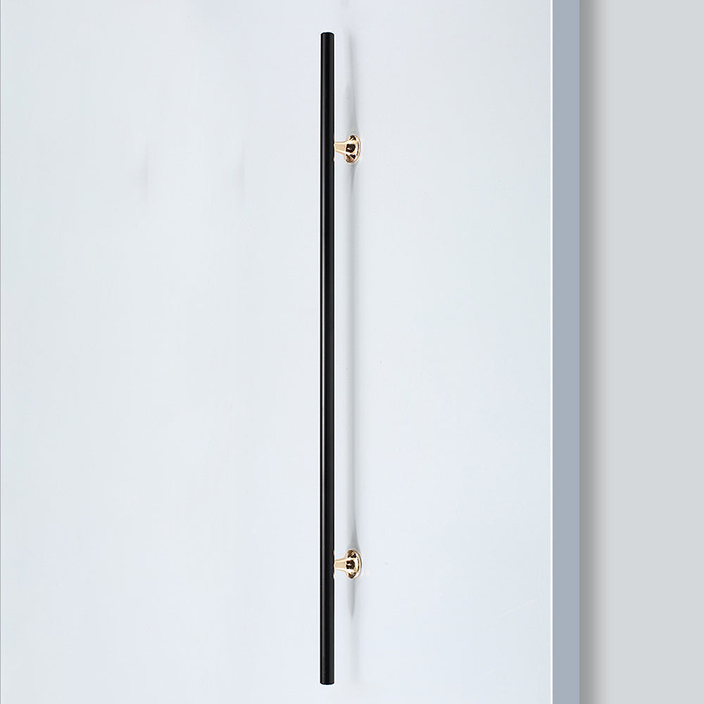 Comforsyco Black Round Bar Cabinet Pulls with Gold-Tone Posts