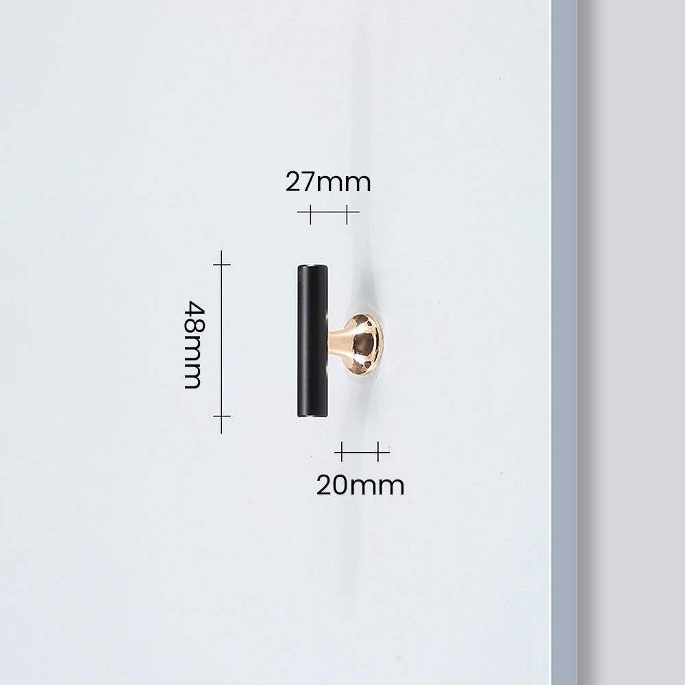 Comforsyco Black Round Bar Cabinet Pulls with Gold-Tone Posts