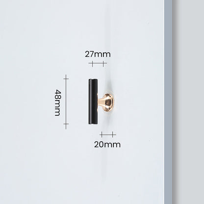 Comforsyco Black Round Bar Cabinet Pulls with Gold-Tone Posts