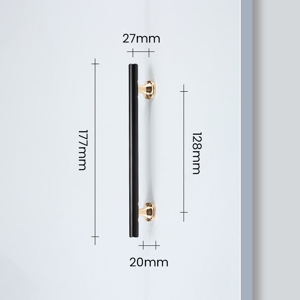 Comforsyco Black Round Bar Cabinet Pulls with Gold-Tone Posts