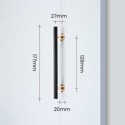 Comforsyco Black Round Bar Cabinet Pulls with Gold-Tone Posts