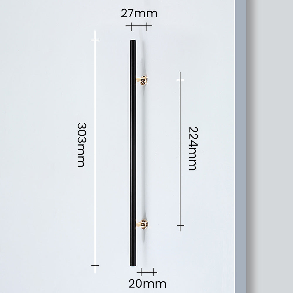 Comforsyco Black Round Bar Cabinet Pulls with Gold-Tone Posts
