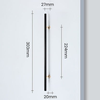 Comforsyco Black Round Bar Cabinet Pulls with Gold-Tone Posts