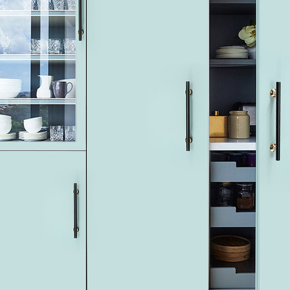 Comforsyco Black Round Bar Cabinet Pulls with Gold-Tone Posts