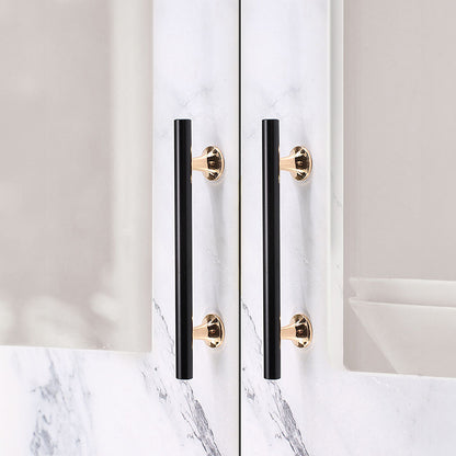 Comforsyco Black Round Bar Cabinet Pulls with Gold-Tone Posts