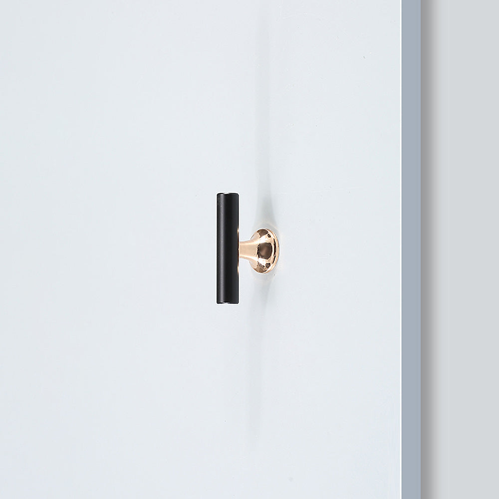 Comforsyco Black Round Bar Cabinet Pulls with Gold-Tone Posts