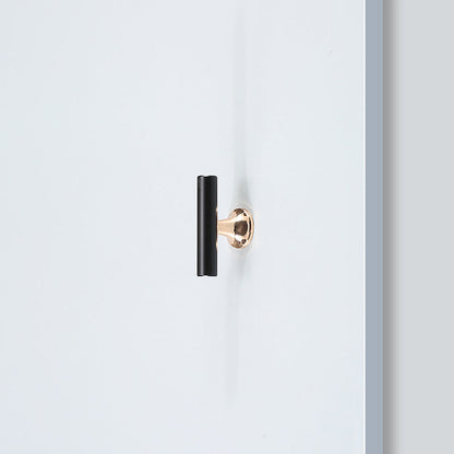 Comforsyco Black Round Bar Cabinet Pulls with Gold-Tone Posts