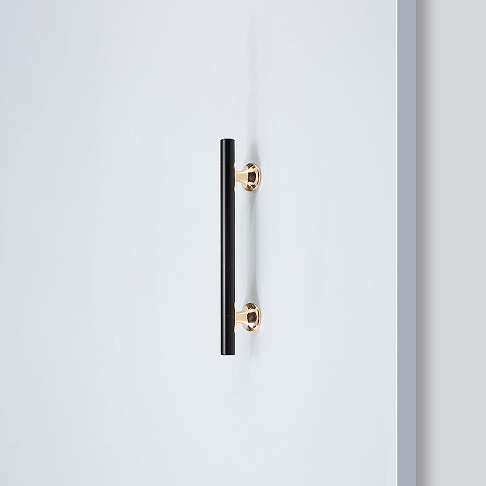 Comforsyco Black Round Bar Cabinet Pulls with Gold-Tone Posts