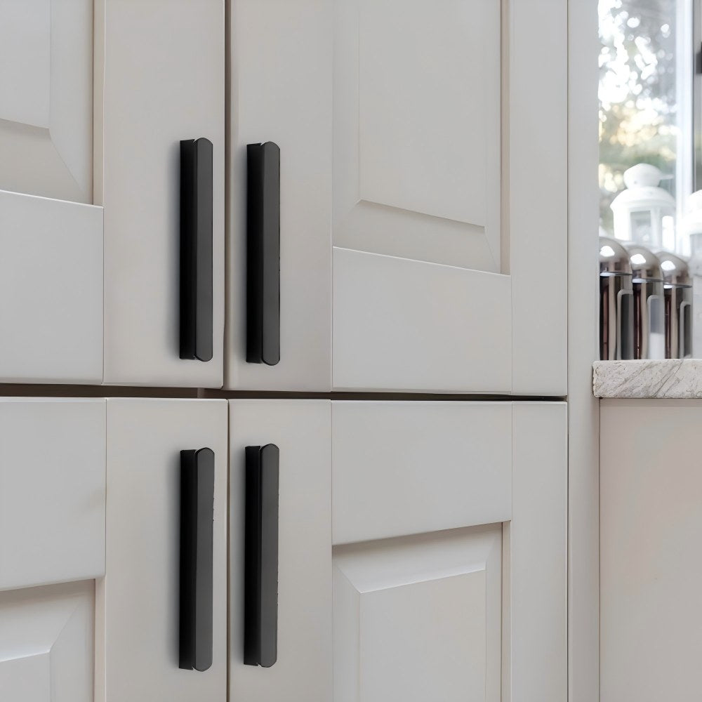 Comforsyco Black Square Bar Brass Cabinet Handles