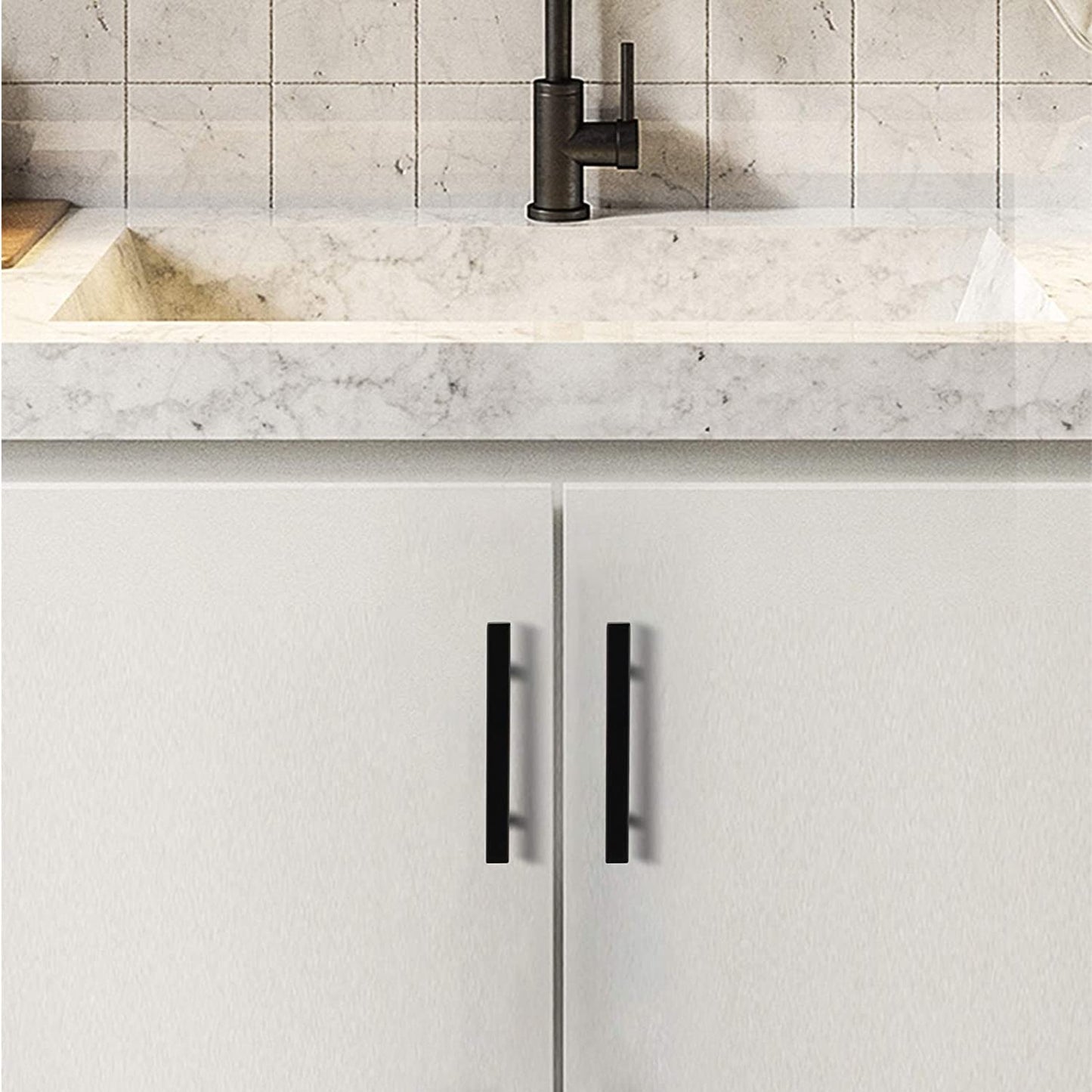 Comforsyco Black Square Bar Drawer Pulls and Cabinet Handles