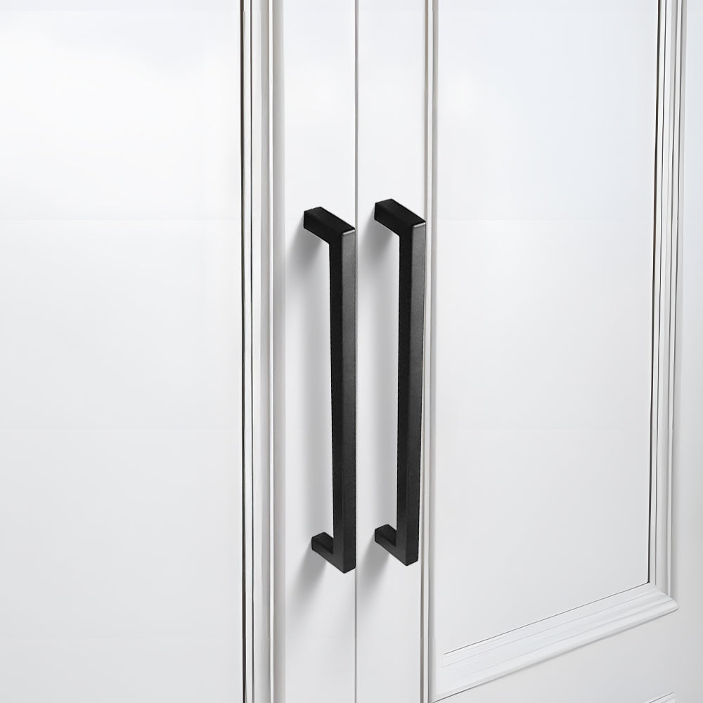 Comforsyco Black Square Cabinet Pulls for Modern Farmhouse Kitchen Cabinets & Drawers