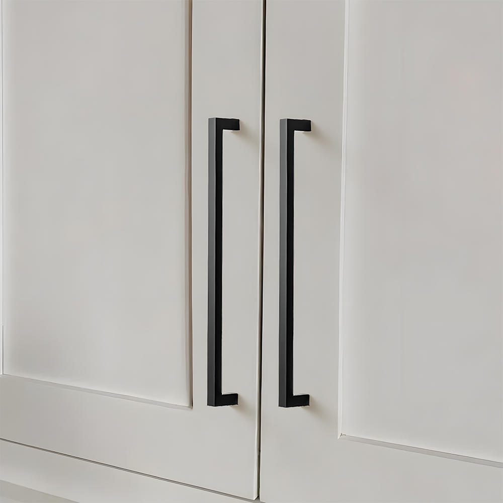 Comforsyco Black Square Cabinet Pulls for Modern Farmhouse Kitchen Cabinets & Drawers