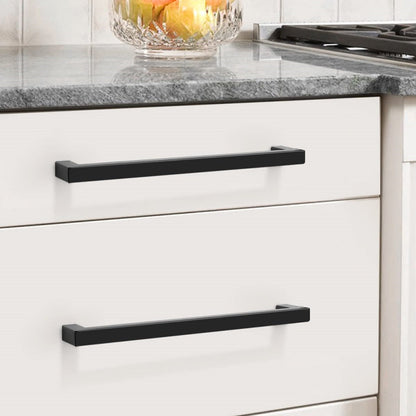 Comforsyco Black Square Cabinet Pulls for Modern Farmhouse Kitchen Cabinets & Drawers