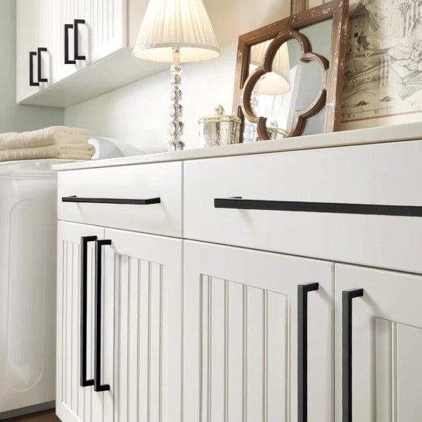 Comforsyco Black Square Cabinet Pulls for Modern Farmhouse Kitchen Cabinets & Drawers