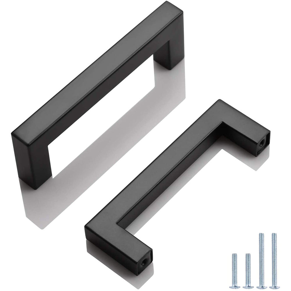 Comforsyco Black Square Cabinet Pulls for Modern Farmhouse Kitchen Cabinets & Drawers