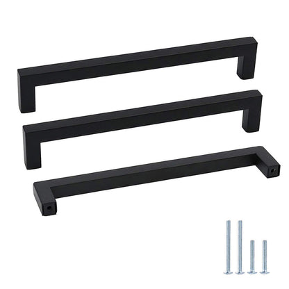 Comforsyco Black Square Cabinet Pulls for Modern Farmhouse Kitchen Cabinets & Drawers