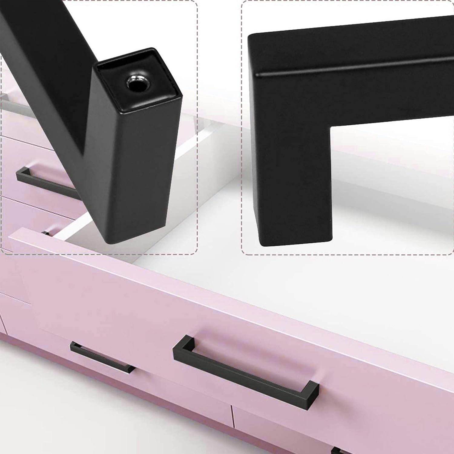 Comforsyco Black Square Cabinet Pulls for Modern Farmhouse Kitchen Cabinets & Drawers