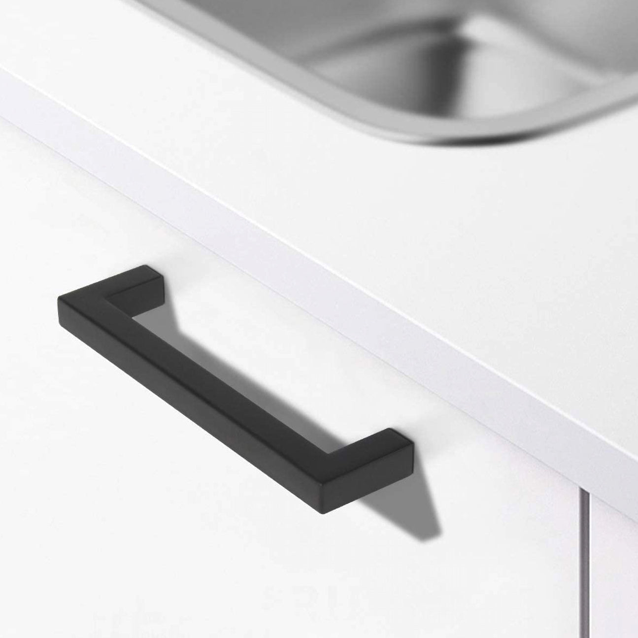 Comforsyco Black Square Cabinet Pulls for Modern Farmhouse Kitchen Cabinets & Drawers