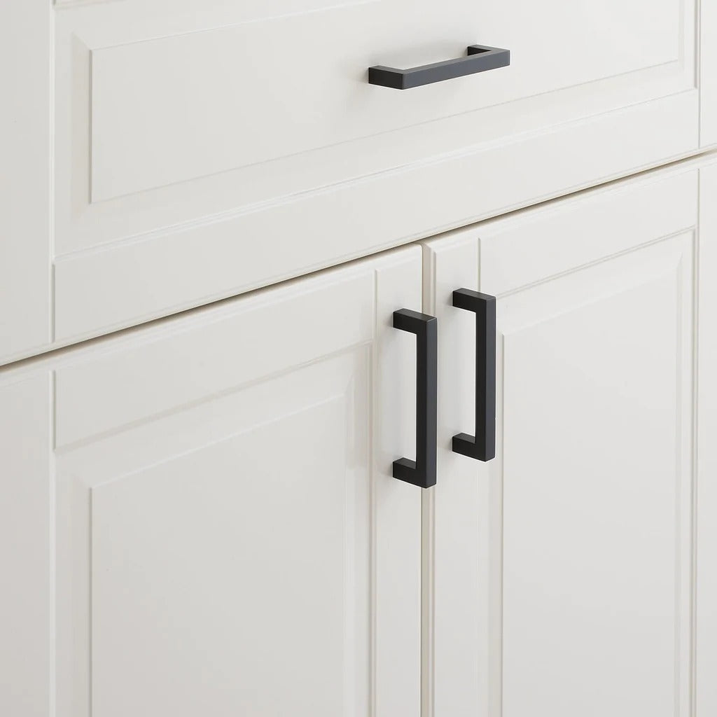 Comforsyco Black Square Cabinet Pulls for Modern Farmhouse Kitchen Cabinets & Drawers