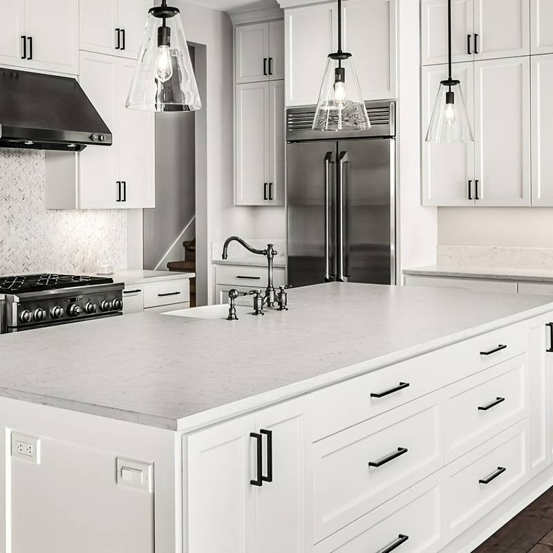 Comforsyco Black Square Cabinet Pulls for Modern Farmhouse Kitchen Cabinets & Drawers