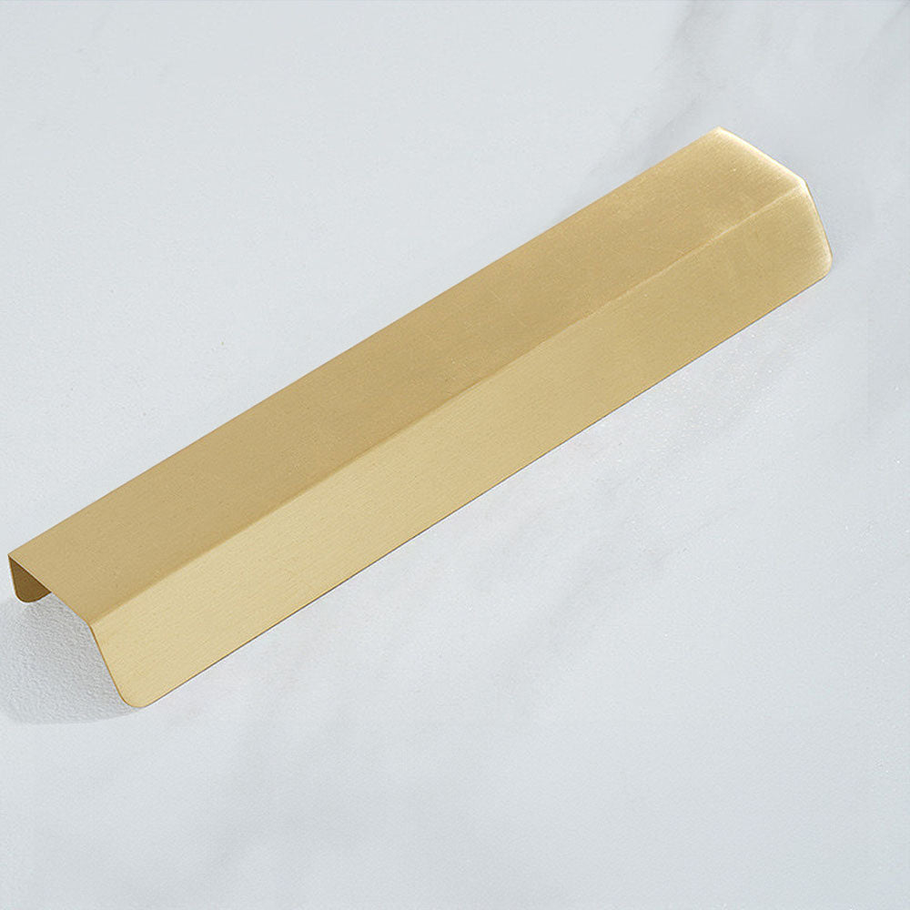 Comforsyco Brass Hidden Finger Cabinet Pulls with Brushed Gold Finish