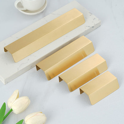 Comforsyco Brass Hidden Finger Cabinet Pulls with Brushed Gold Finish