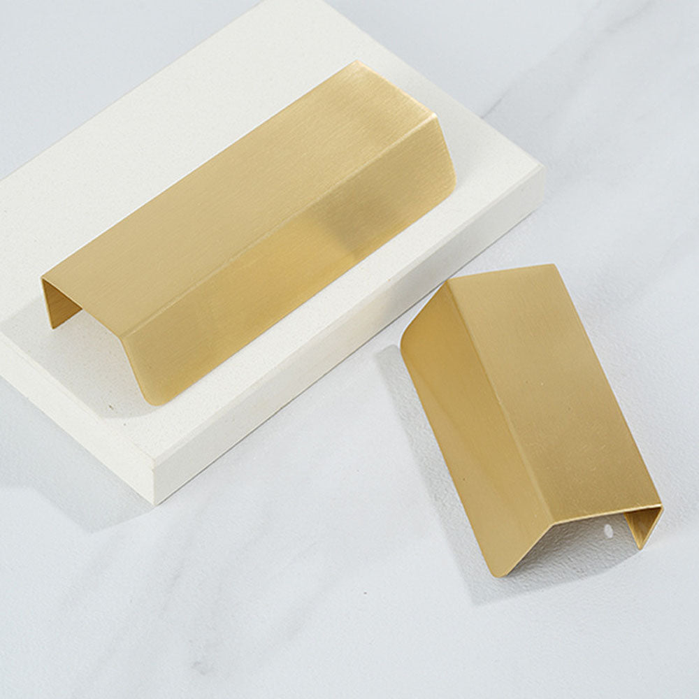 Comforsyco Brass Hidden Finger Cabinet Pulls with Brushed Gold Finish