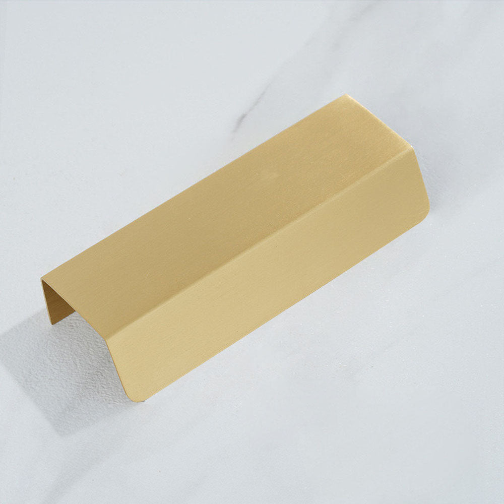 Comforsyco Brass Hidden Finger Cabinet Pulls with Brushed Gold Finish
