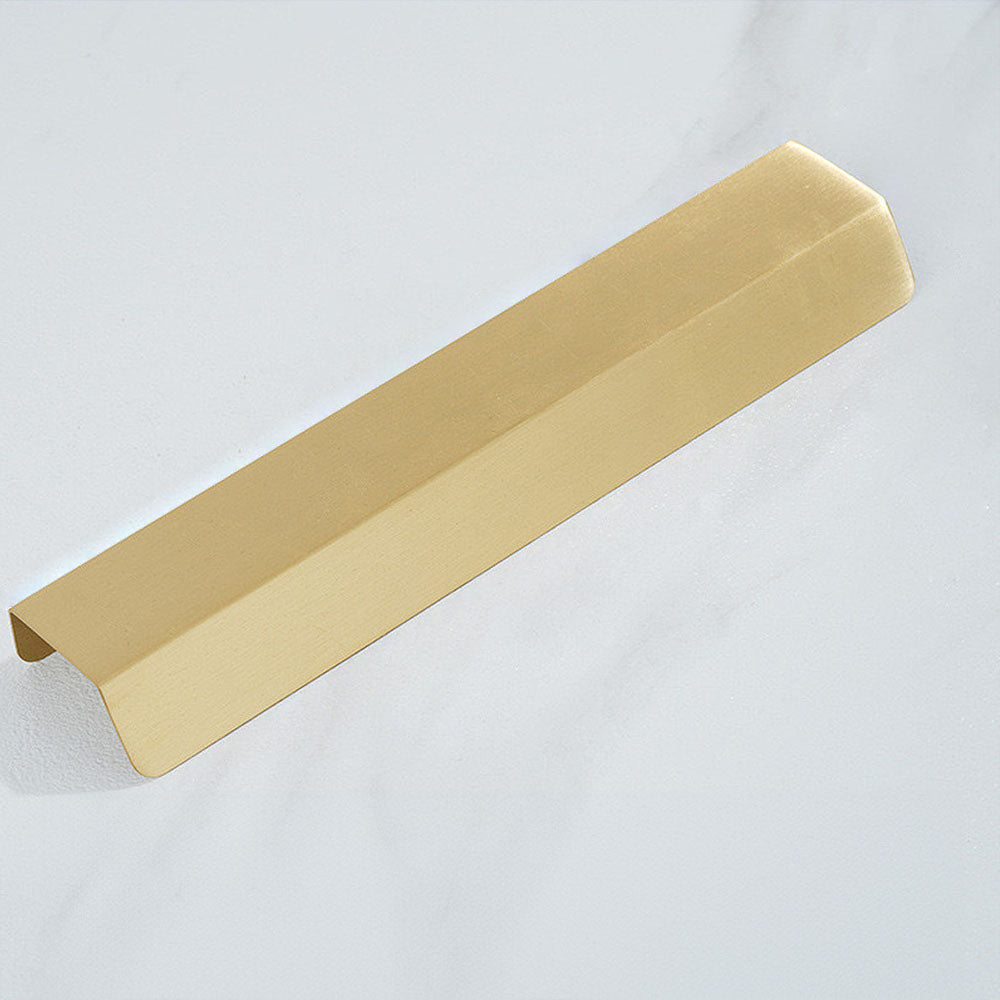 Comforsyco Brass Hidden Finger Cabinet Pulls with Brushed Gold Finish