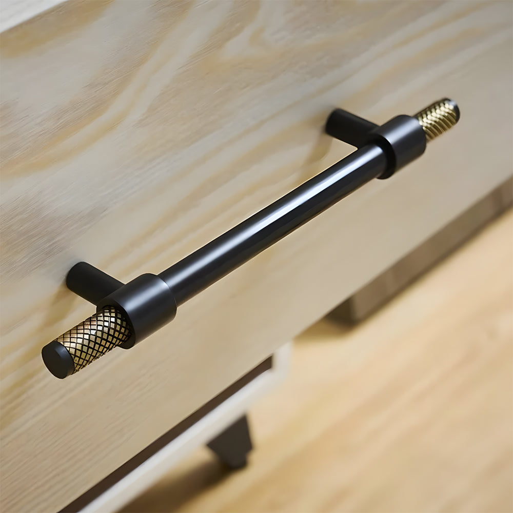 Comforsyco Brass Knurled T-Bar Cabinet Pulls and Drawer Handles