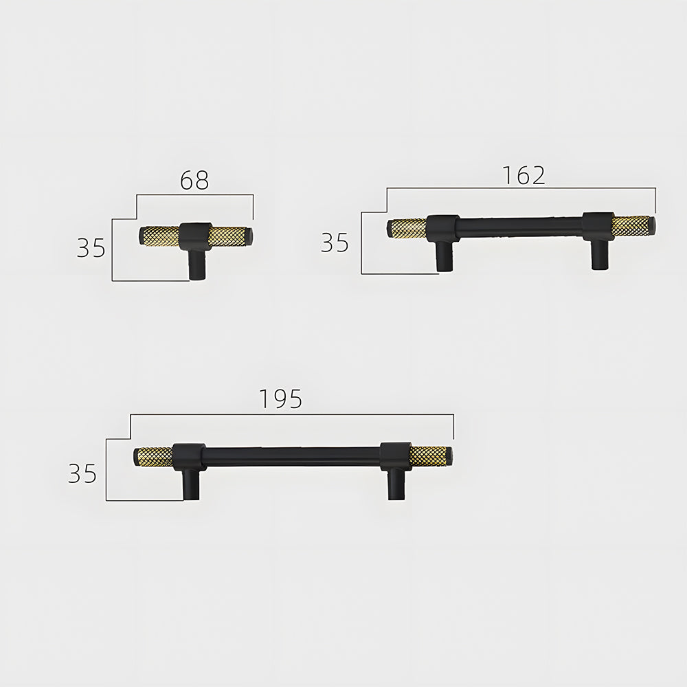 Comforsyco Brass Knurled T-Bar Cabinet Pulls and Drawer Handles