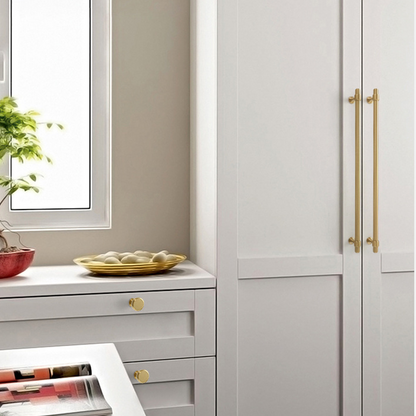 Comforsyco Brass Round Bar Cabinet Pulls, Drawer Handles, and Matching Knobs