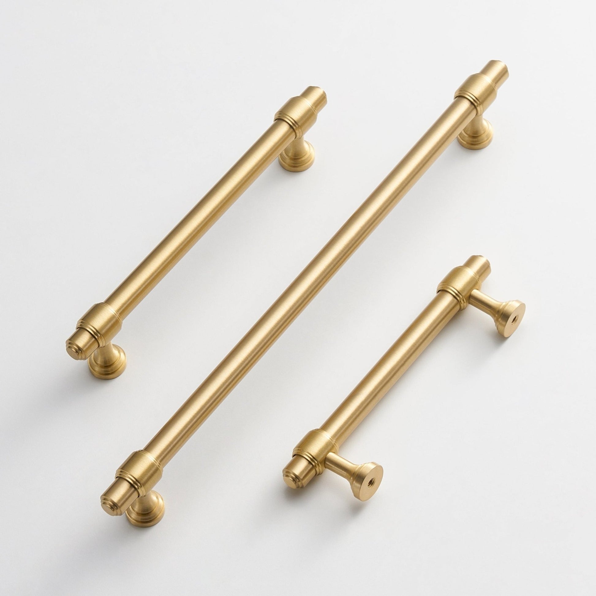 Comforsyco Brass Round Bar Cabinet Pulls, Drawer Handles, and Matching Knobs