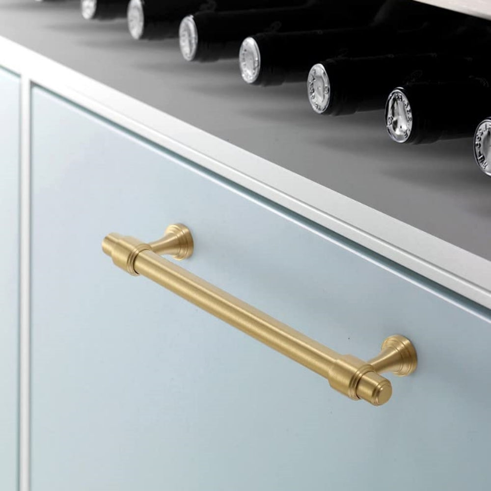 Comforsyco Brass Round Bar Cabinet Pulls, Drawer Handles, and Matching Knobs