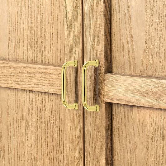 Comforsyco Brass Round Bar Cabinet Pulls and Knobs for Wardrobes