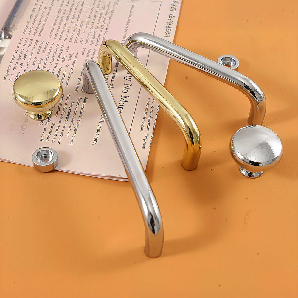 Comforsyco Brass Round Bar Cabinet Pulls and Knobs for Wardrobes