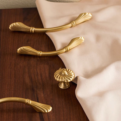 Comforsyco Brass Shell Cabinet Pulls and Round Knobs
