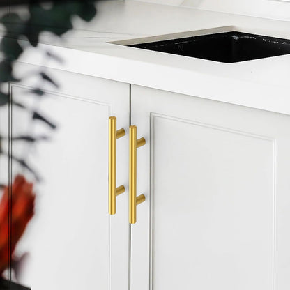 Comforsyco Brushed Brass Euro Style Cabinet Handles for Kitchen