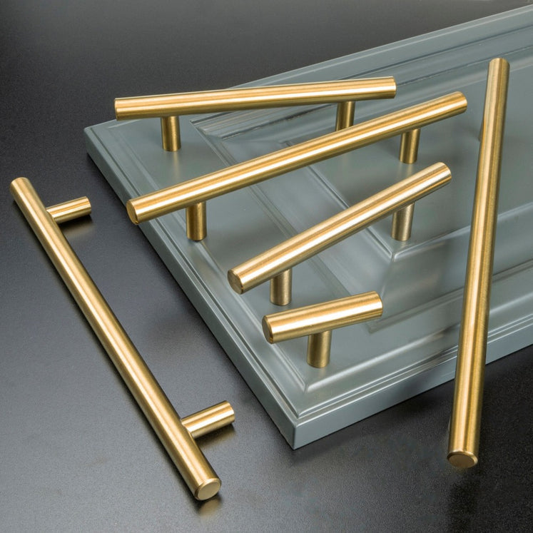 Comforsyco Brushed Brass Euro Style Cabinet Handles for Kitchen