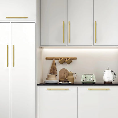 Comforsyco Brushed Brass Euro Style Cabinet Handles for Kitchen