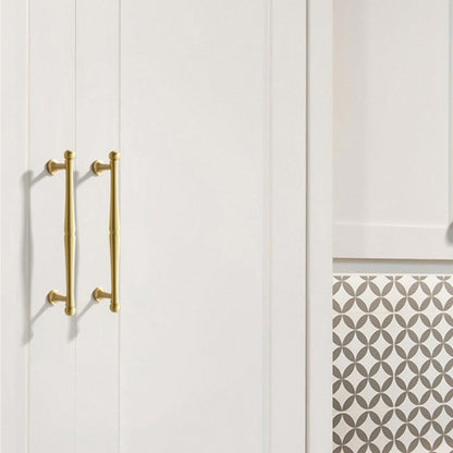 Comforsyco Brushed Brass French Cabinet Pulls, Round Bar Drawer Handles
