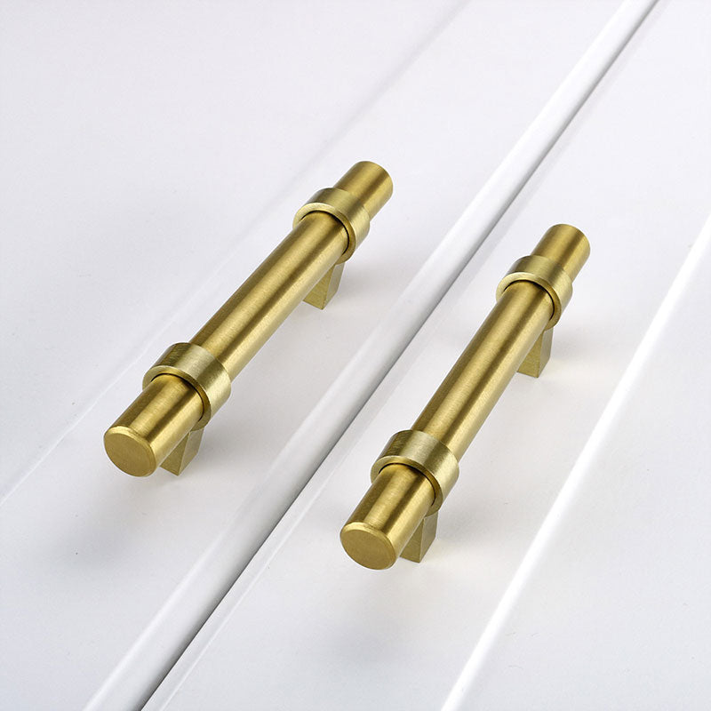 Comforsyco Brushed Brass Round Bar Cabinet Pulls and T-Bar Knobs