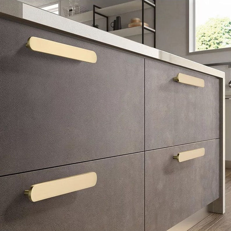 Comforsyco Brushed Brass Rounded Bar Cabinet Pulls